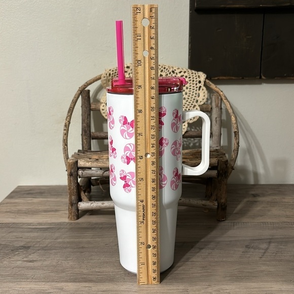NWT DISNEY ZRIKE BRANDS MINNIE MOUSE PINK PEPPERMINT CHRISTMAS TUMBLER W/STRAW - Picture 10 of 10